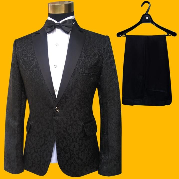 Encaje bordado Blazer hombres novio traje conjunto con pantalones para hombre trajes de boda cantante ropa Encaje bordado Blazer hombres novio traje conjunto con pantalones para hombre trajes de boda cantante ropa
