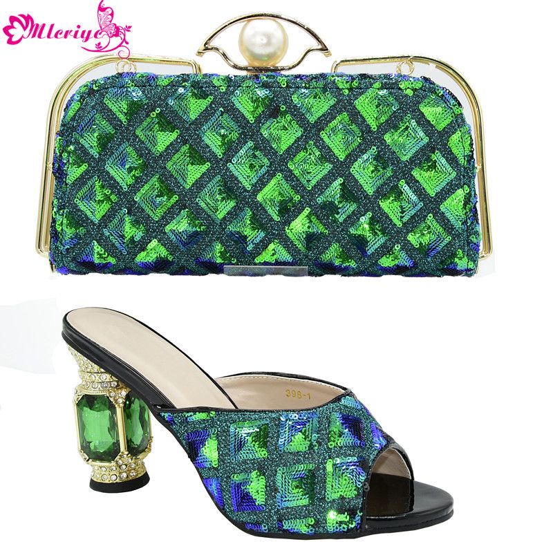 green shoes and bag for wedding
