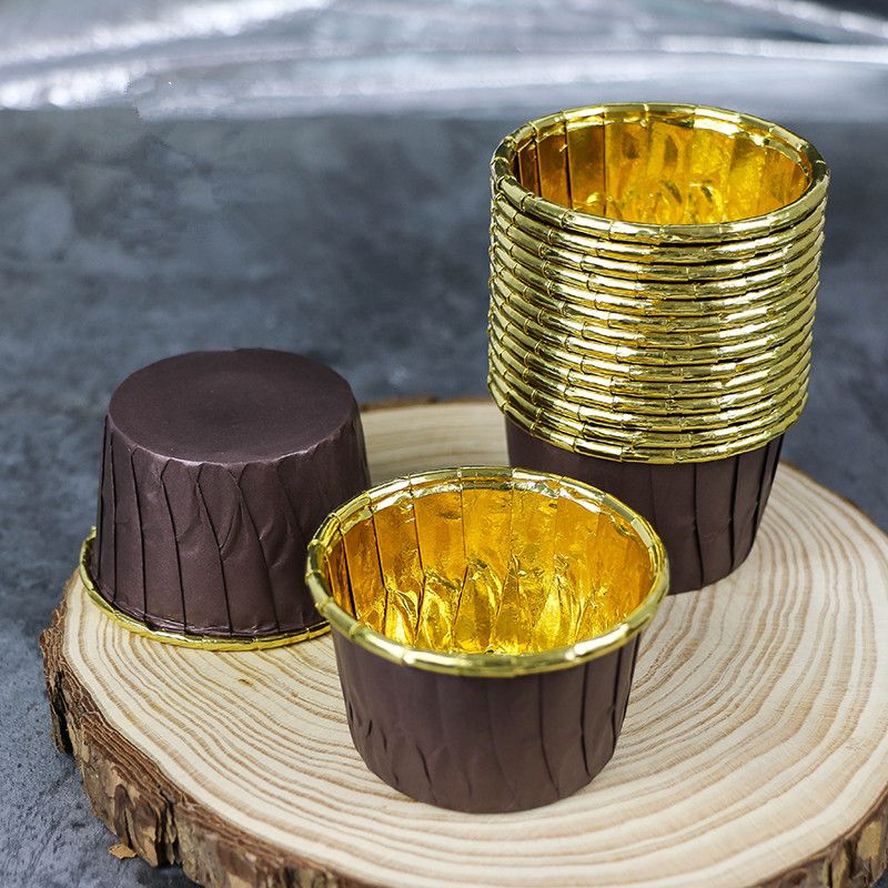 Brown Gold Cupcake Liners Paper Cup Cups Cases, Muffin Cake Mold Party