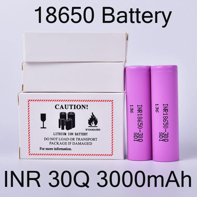 3000mAh INR 30Q 18650 Battery 3.6V For Rechargeable Lithium Batteries Packing Box DHL Free FJ752