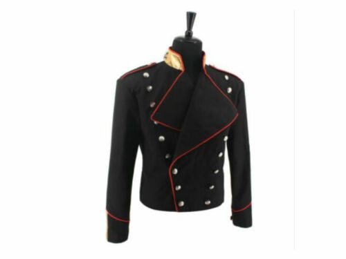 MJ Michael Jackson Red & Black Militar Inglaterra Estilo Outerwear Jacket Coat