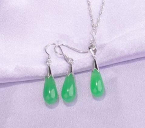 Green Jade Cross & Tibetan Silver Necklace & Earring Set JC544 Green Jade Cross & Tibetan Silver Necklace & Earring Set JC544