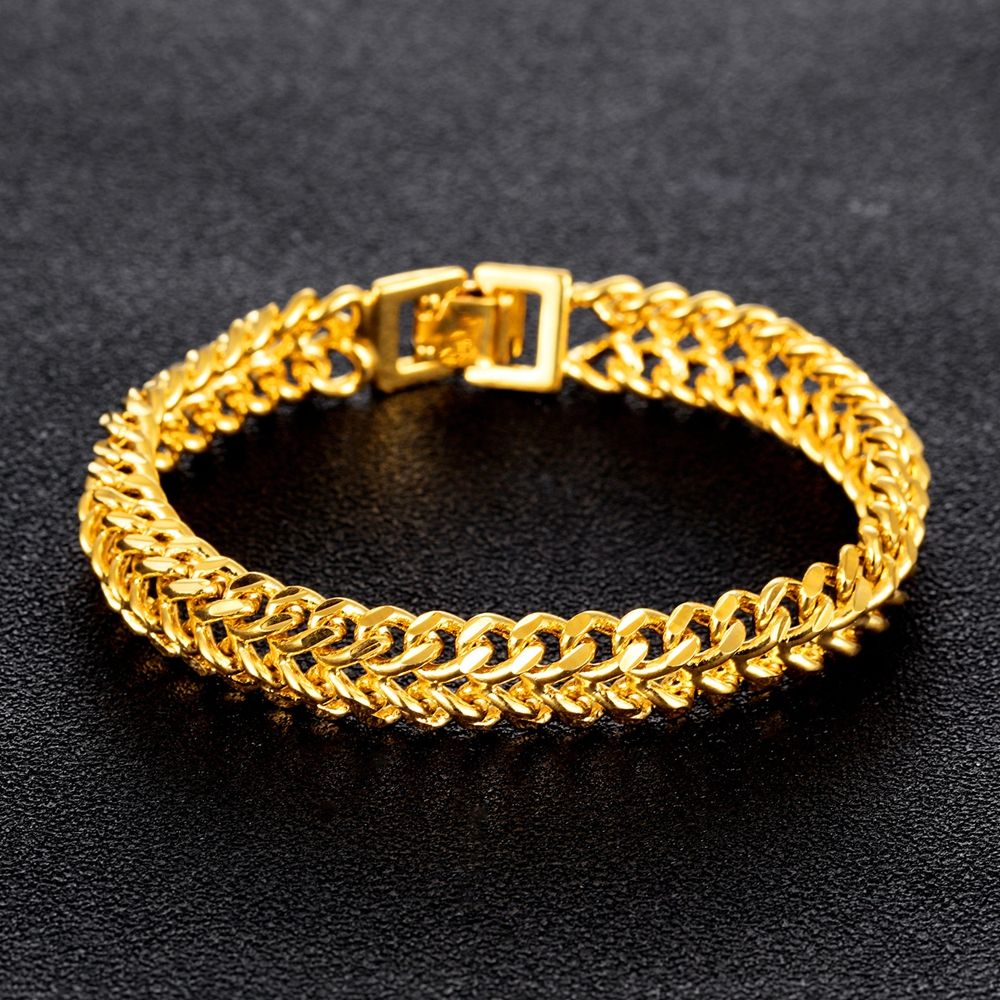 2021 Fashion Wrist Chain Bracelet 18K Yellow Gold Filled Classic Mens