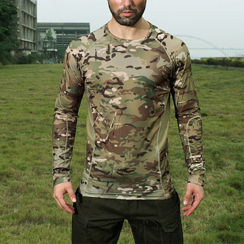 Al aire libre de los hombres camisetas transpirable camuflaje ejército táctico camisas Camping senderismo militar Camiseta de manga larga Al aire libre de los hombres camisetas transpirable camuflaje ejército táctico camisas Camping senderismo militar Camiseta de manga larga