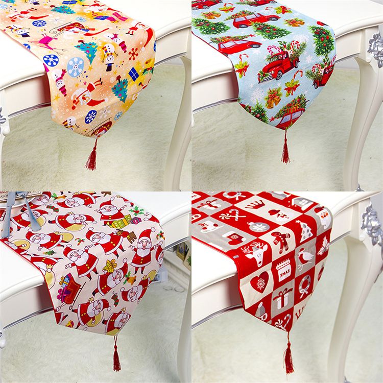 New 180 * 35cm Christmas Table Cloth 7 Kinds Of Fashion Flower Printing Table Mat Flag Home