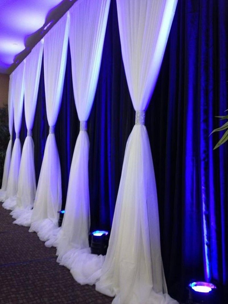 10x20ft Luxury wedding stage silk backdrop curtains with white beauty yarn gauze 