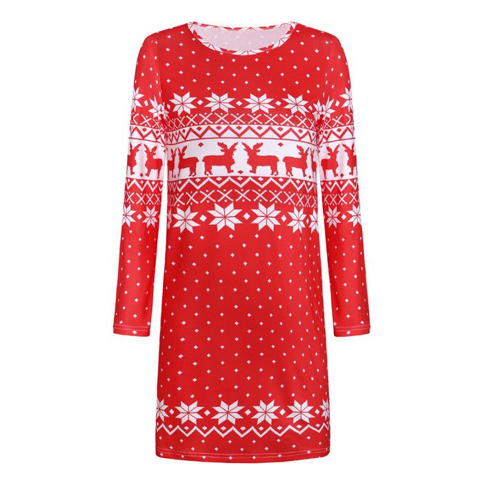 christmas print dresses womens