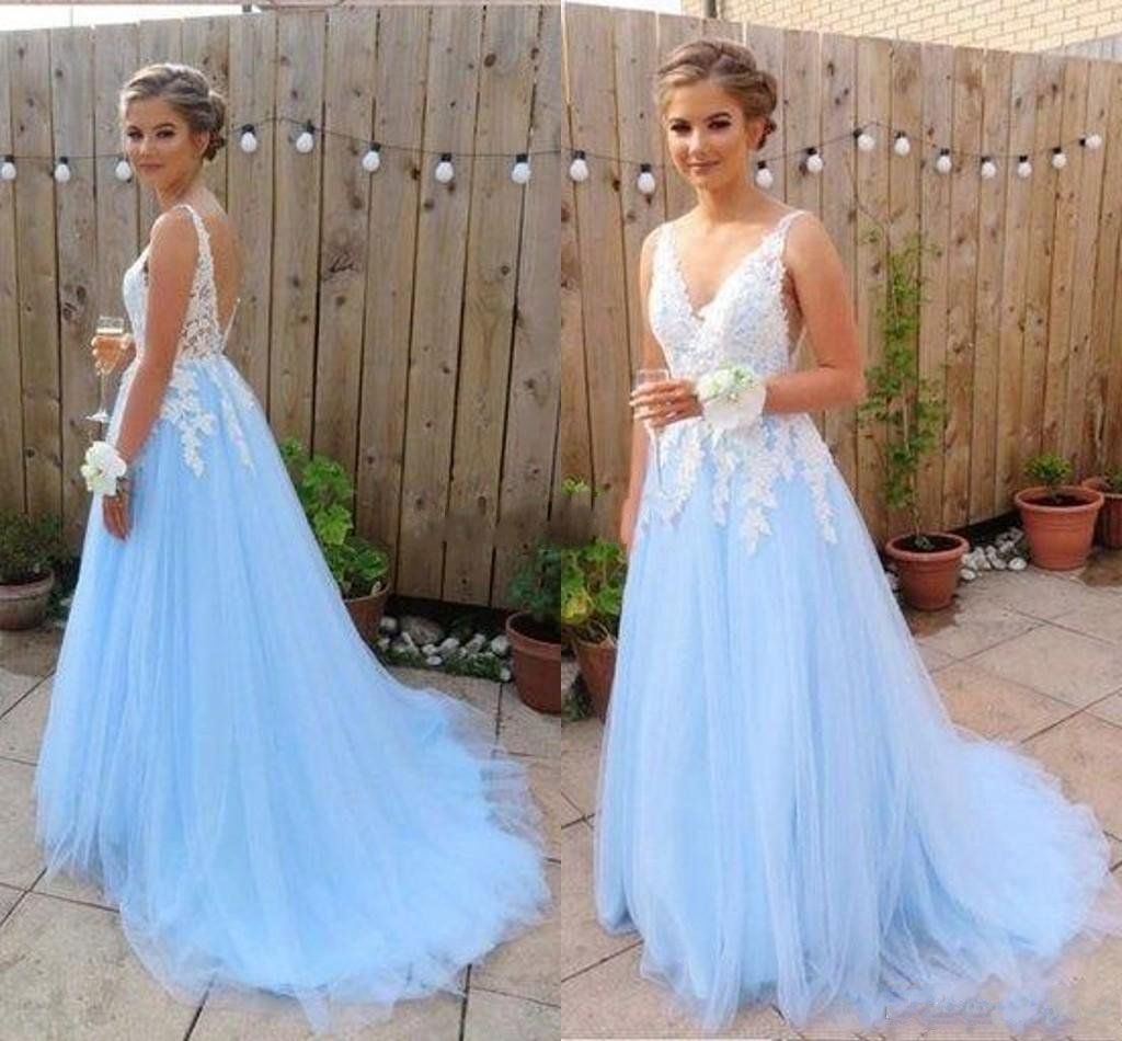 sky blue maid of honor dress