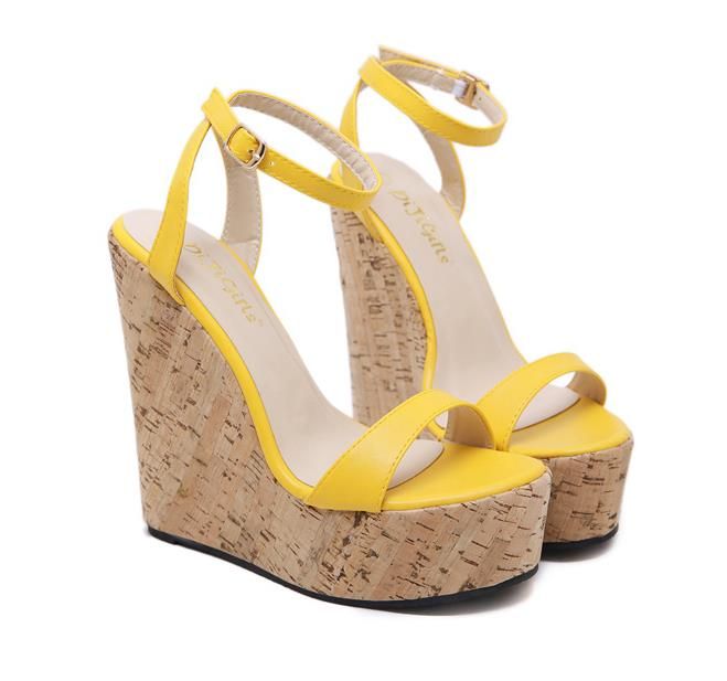 yellow wedge shoes