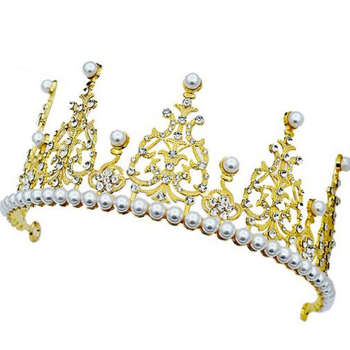 White Luxury Pearls Rhinestones Flower Girls/' Crown Tiara Headpiece Headdress