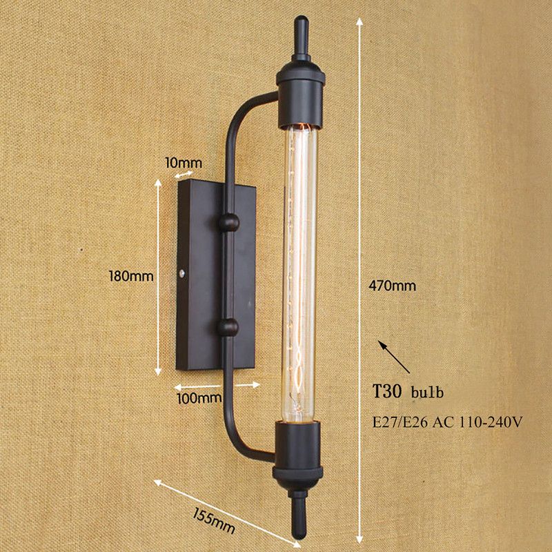 2020 Vintage Steam Pipe Retro Black Metal Wall Lamp For Bathroom