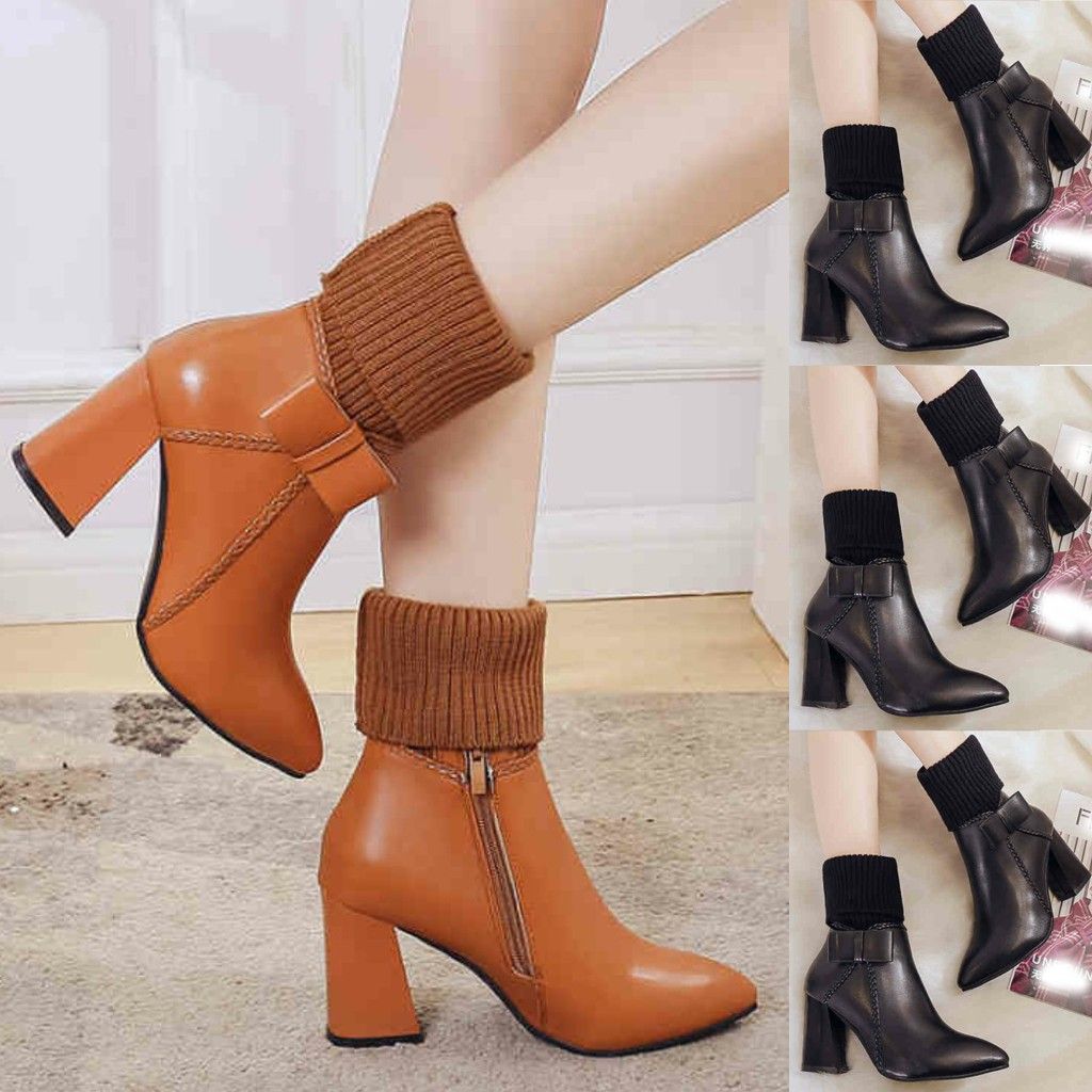 35 Womens Woven Ankle Bare Boots High Heel Casual Shoes Short Tube