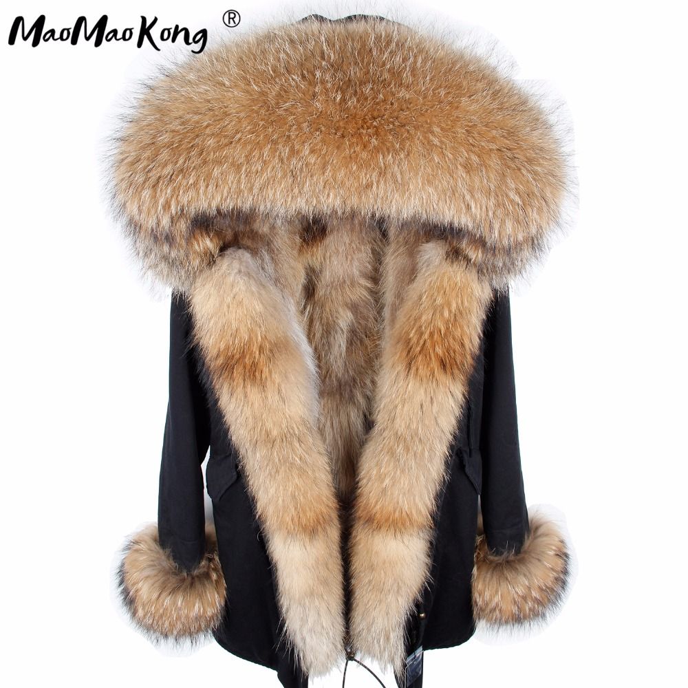 abrigo de mapache pelo natural invierno de la capa de la chaqueta caliente, de