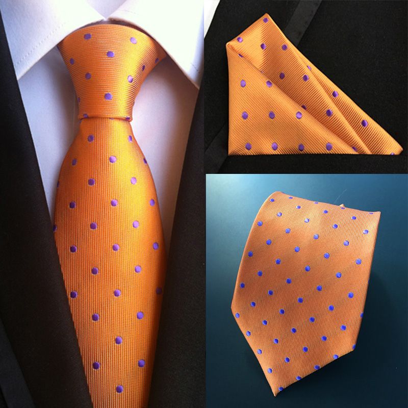 Men/'s Orange flower Tie /& Hanky Handkerchief Pocket Square Set
