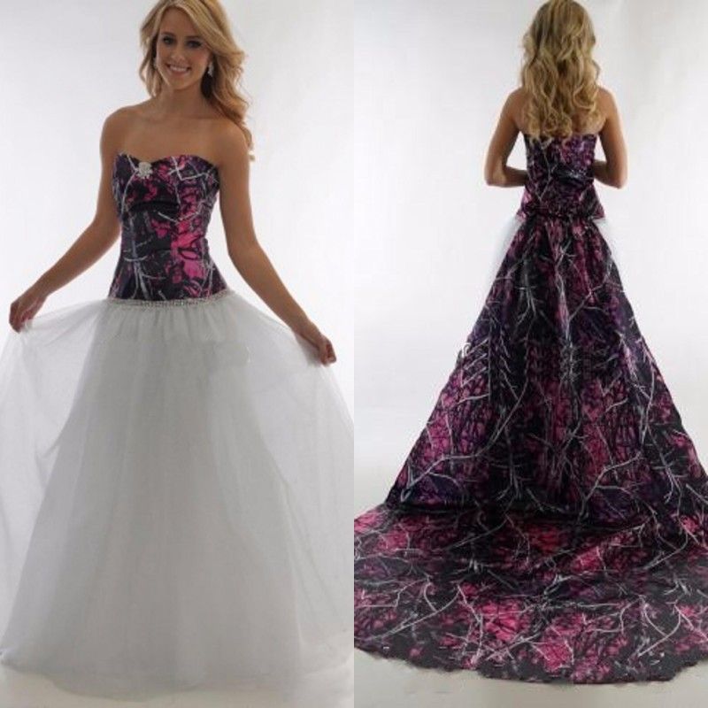 muddy girl pink camo wedding dresses