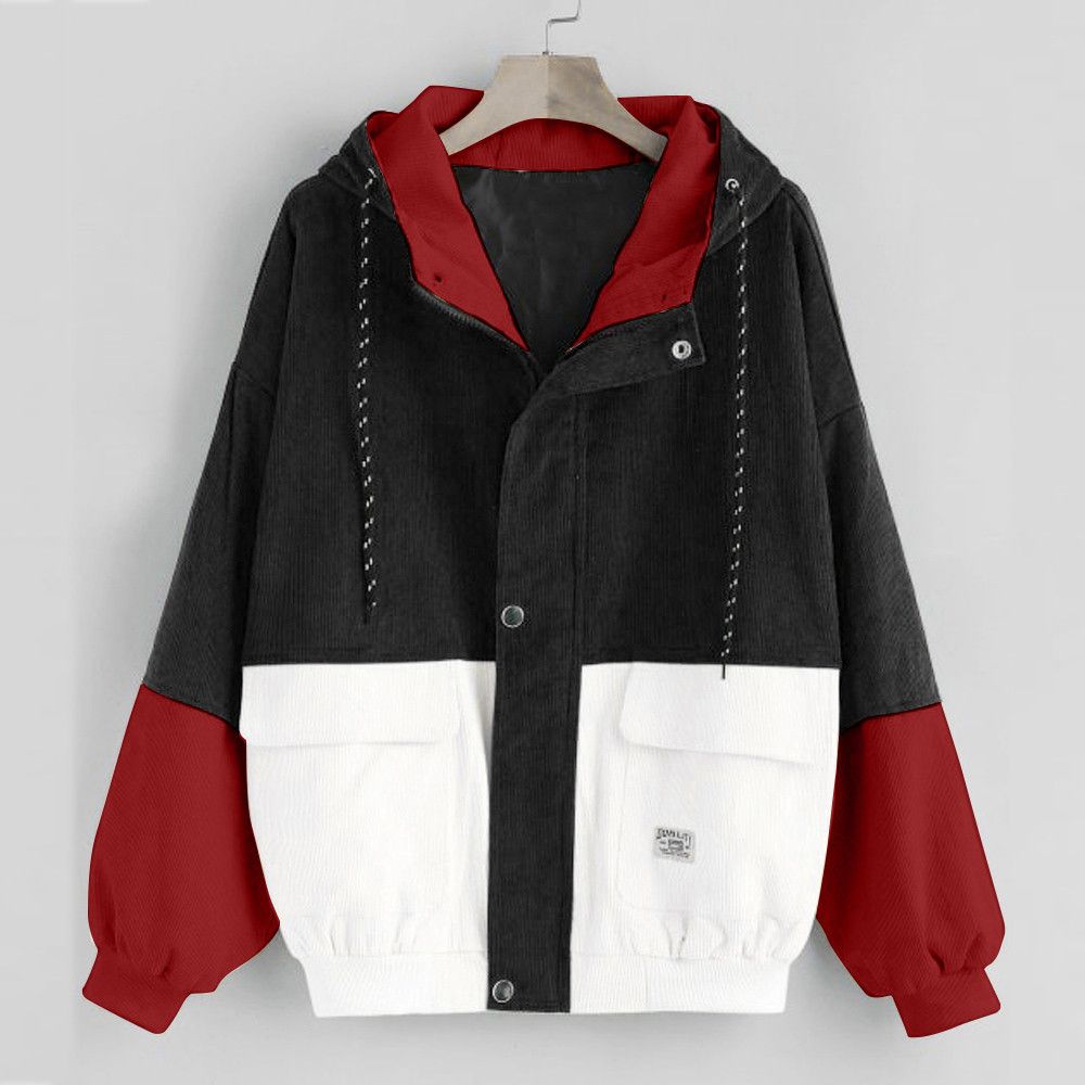 Chaqueta Oversize De Manga Larga Con Patchwork De Pana Para Chaqueta Oversize De Manga Larga Con Patchwork De Pana Para