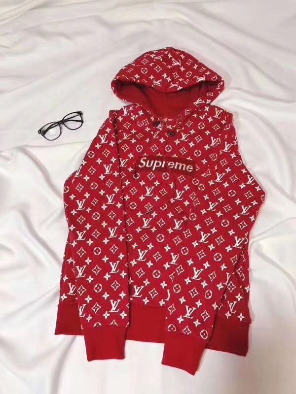 red supreme hoodie lv