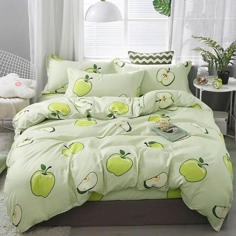2020 Fresh Green Apples Bedding Sets Microfiber Brush Polyester