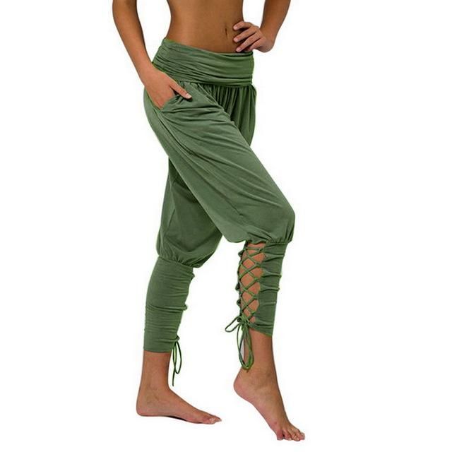 Pantalones de de yoga para mujer Pantalones de harén Jogger con suaves y sólidos