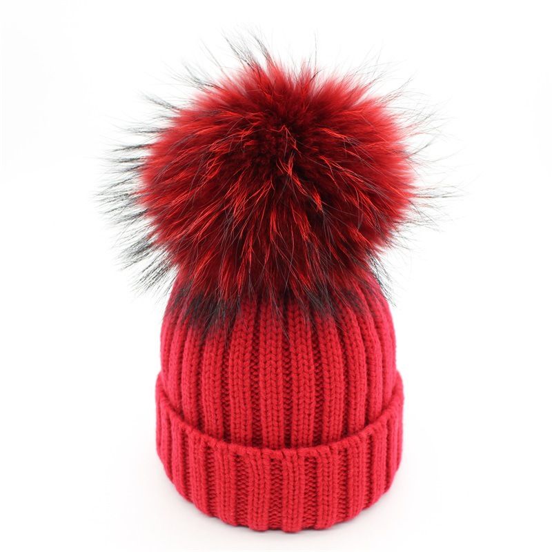 Colorful Faux Raccoon Fur Pom Poms Hats Knitted Warm Skullies Beanies Caps For Women Girls Kids Winter Ski Hats Bonnet Black Red From Naixing 24 41 Dhgate Com
