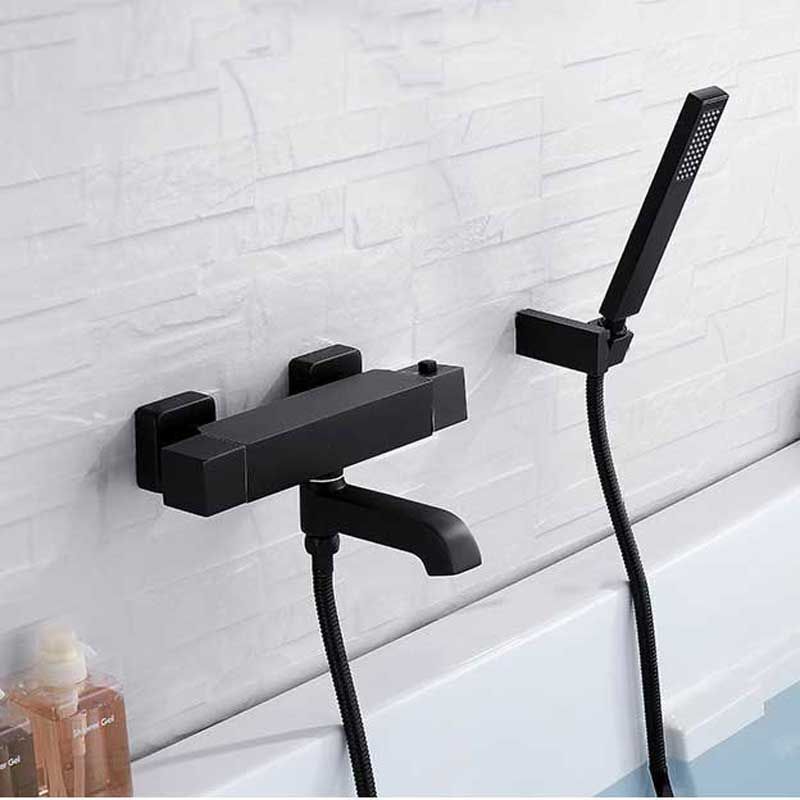 Enki Modern Thermostatic Bath Mixer Taps Shower Head Bracket Deck