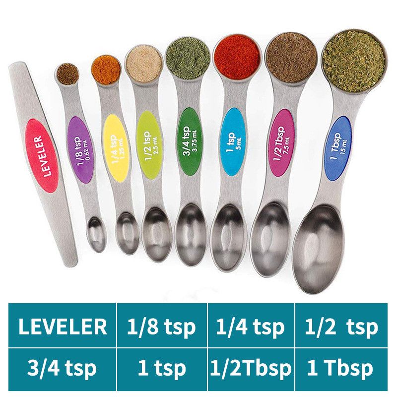 Magnetic Measuring Spoons Set Stainless Steel with Leveler-9pcs Stackable  Measuring Cups for Baking-Measuring Cups and Spoon Set Kitchen Gadgets