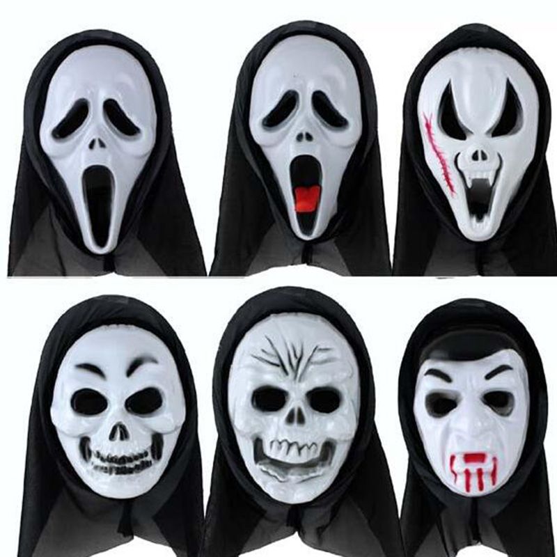 Scary Black Mask 6 Styles Halloween Skull Scream Zombie Ghost Demon PVC