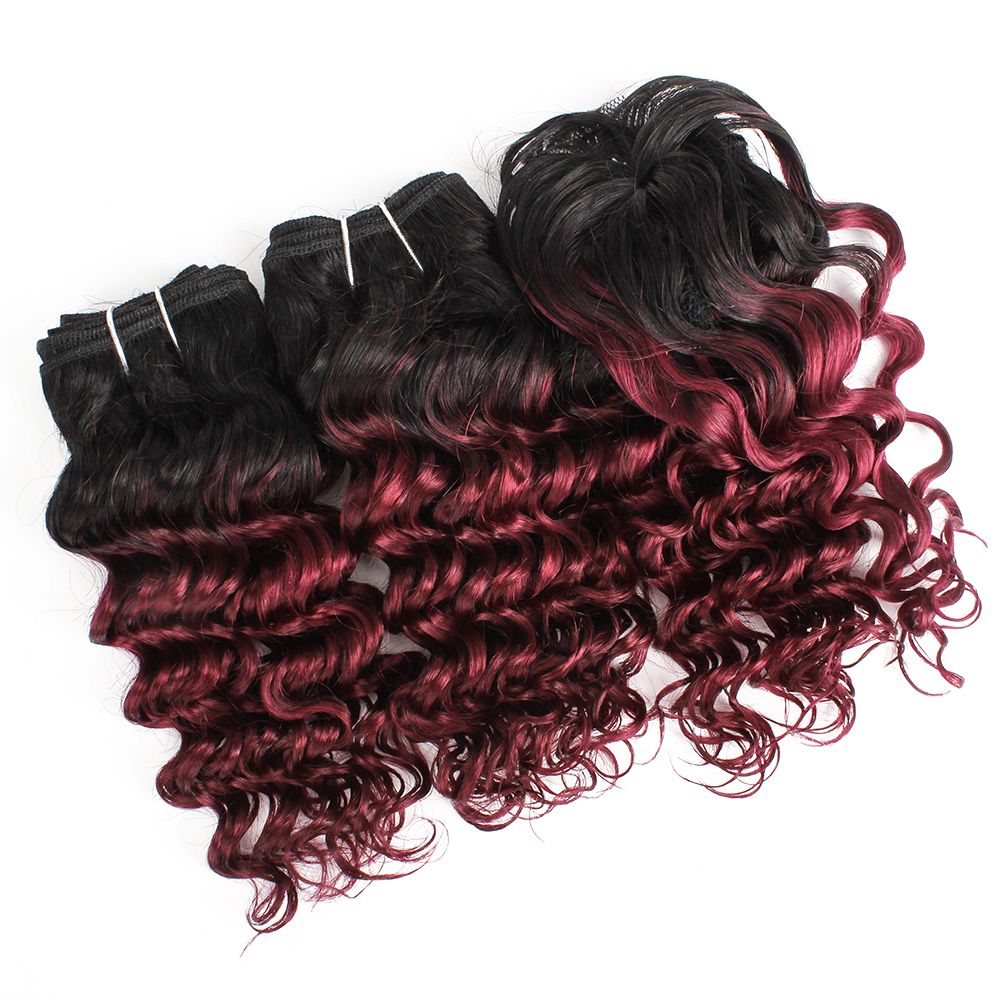 Brazilian Deep Curly Hair Weave Bundles Human Hair bundles Ombre Burgundy 3pcs/Set For Full Head Brazilian Deep Curly Hair Weave Bundles Human Hair bundles Ombre Burgundy 3pcs/Set For Full Head