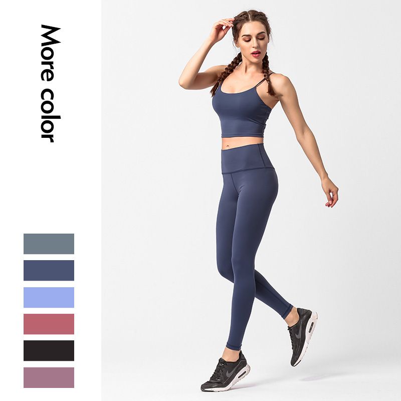Yoga Clothing Two-Piece Womens Sportswear Vest with Chest Pad Set Outdoor Sportswear Running Fitness Suit 
