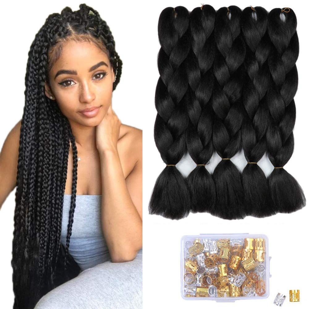 Ombre Kanekalon Braiding Hair Jumbo Braiding Hair 24inch Black