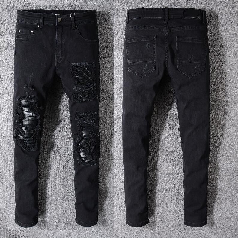 Compra Nueva Negro Hombres Vaqueros Desgastados Rasgado De Diseño Flaco Del  Motorista Elástico Jeans De Marca Para Hombre Slim Fit Motocicleta Denim  Jeans Hip Hop Agujeros Pantalones Barato | Entrega Rápida Y