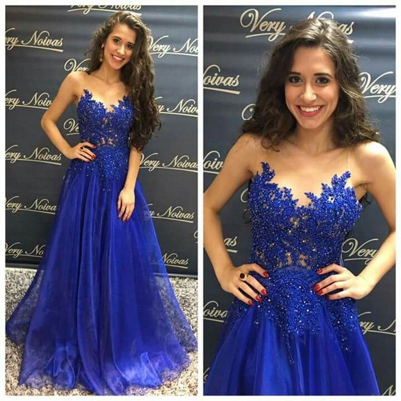 vestido longo azul royal para formatura