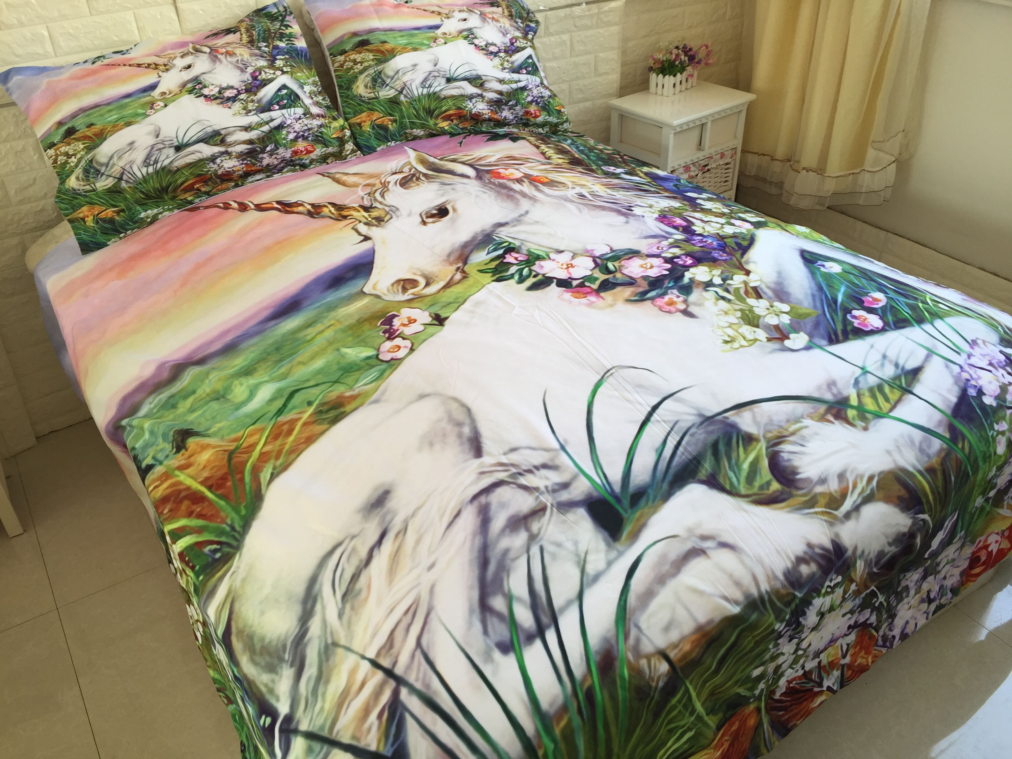 Bedding Unicorn Printed Duvet Cover Quilt Cover Pillow Case Single Double King