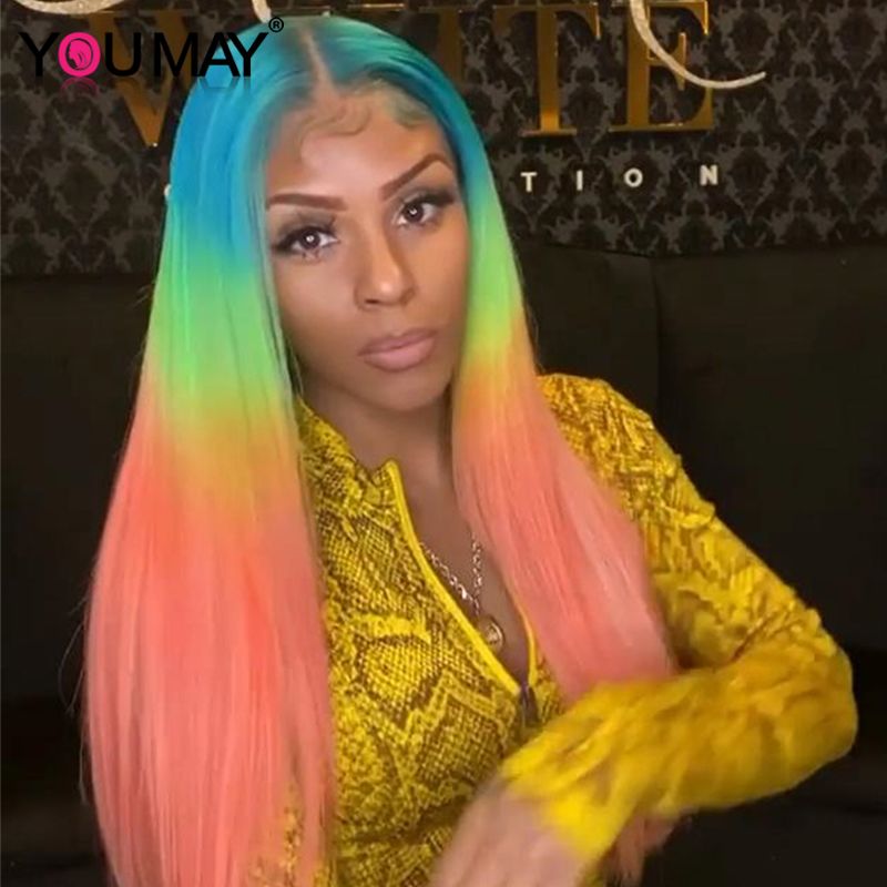 Straight Lace Front Human Hair Wigs Rainbow Colored Lace Frontal Wig Brazilian Transparent Full T You May Colorful Wig Cheap Full Lace Wigs Human Hair Short Lace Wigs From Huangcen 204 71 Dhgate Com
