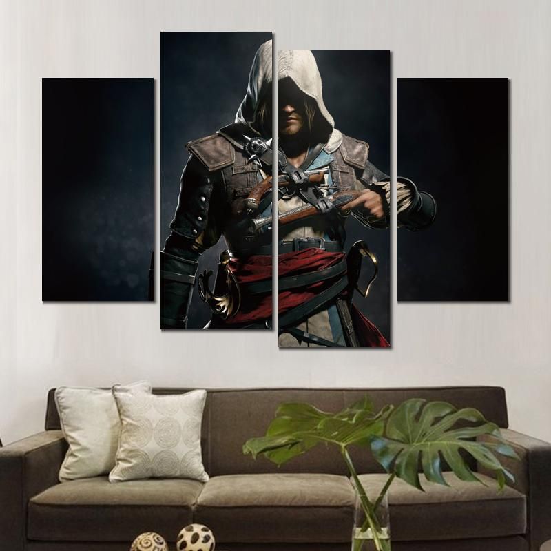4 Sets Hd Canvas Prints Assassins Creed Black Flag Unframed Painting For Wall Decor Fine Art - Wall Decor Sets 4 4 Sets Hd Canvas Prints Assassins Creed Black Flag Unframed Painting For Wall Decor Fine Art - Wall Decor Sets 4