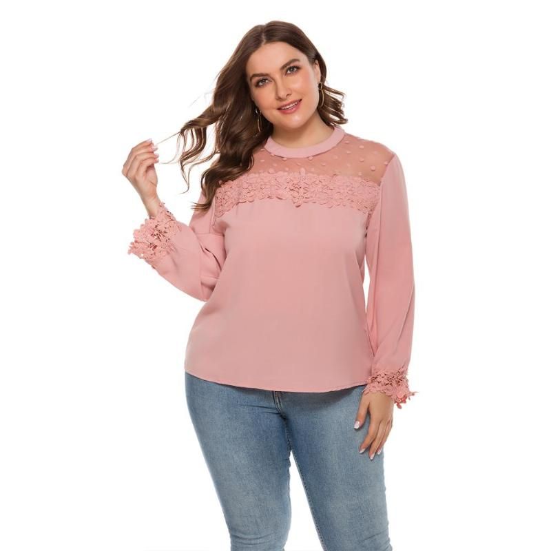 tilstødende tidevand Mystisk Womens Blouses & Shirts WHZHM Pink Lace Shirt Women Flower Patchwork O Neck  Long Sleeve Plus Size 3XL 4XL Loose Elegant Party Floral Blouse, Collar  Best Quality And Cheapest Price | DHgate.Com