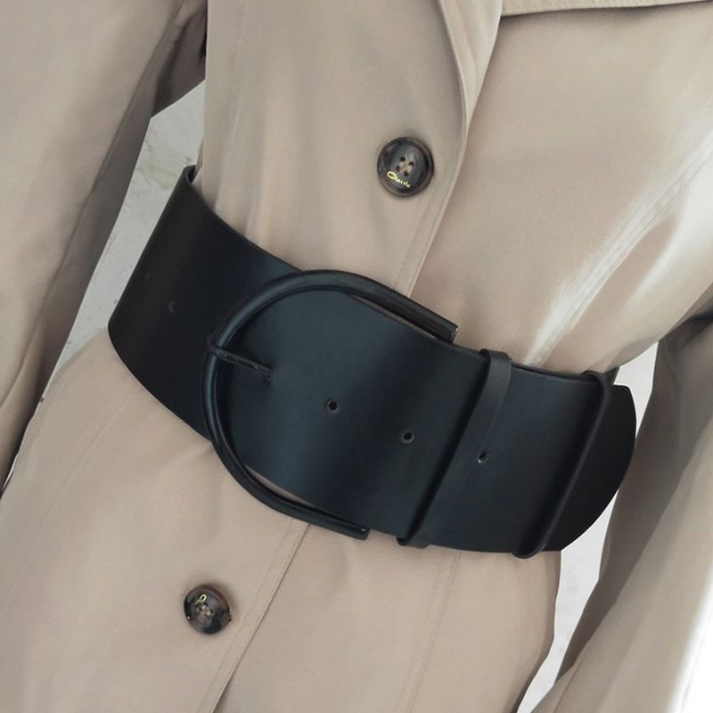 clásica hebilla redonda damas de ancho cinturón de femenino 2018 diseño de alta calidad