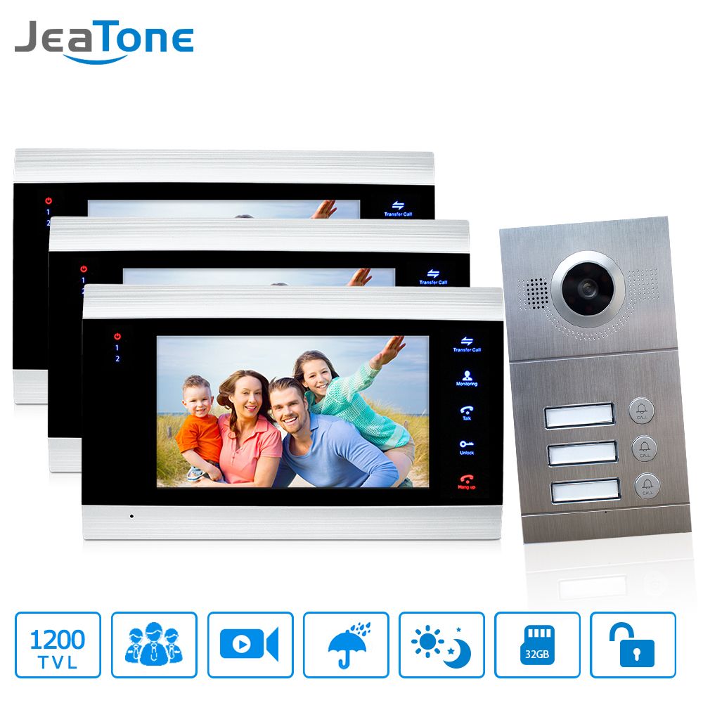 Satin Al Jeatone 3 Apartments 7 Cok Daire Goruntulu Kapi Telefonu Sistemi Goruntulu Interkom Kapi Zili Sistemi 1200 Tvl Kamera 3 Aileler Icin Dokunmatik Tus Tl2 773 25 Dhgate Comda
