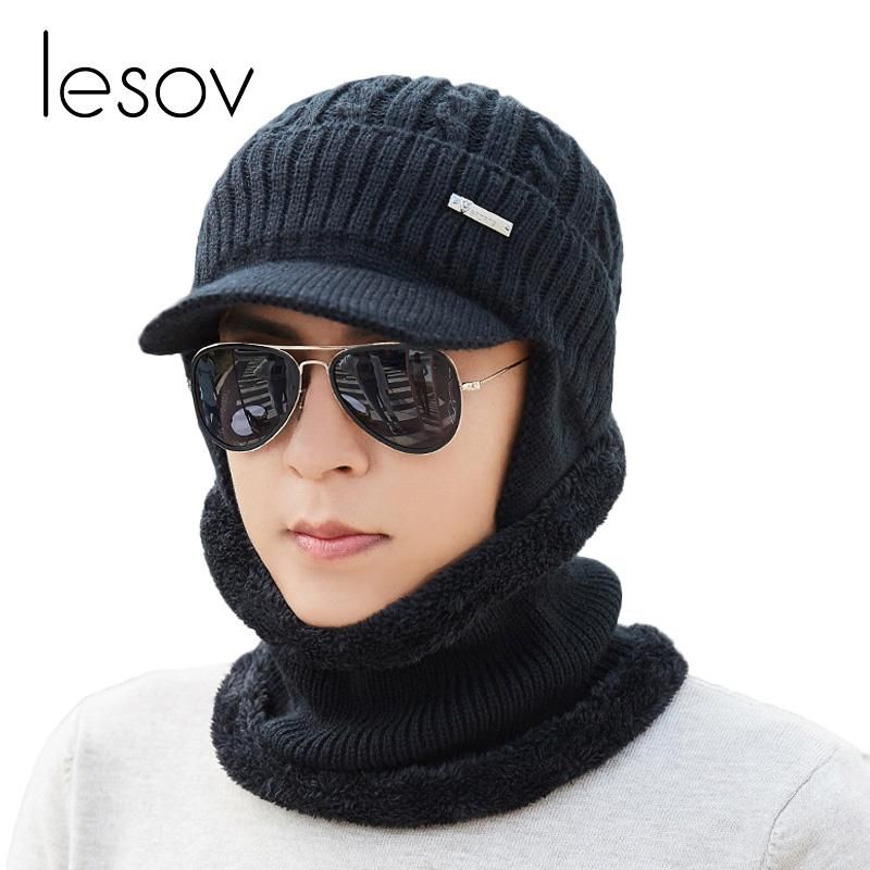 Unisex Knitted Beanie Hat & Collar Scarf Set Warm Plush Winter Hats Unisex Knitted Beanie Hat & Collar Scarf Set Warm Plush Winter Hats