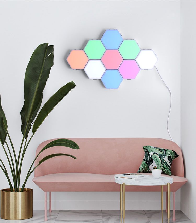 ful LED Quantum Hexagon Wall Lamp With Touch Sensitive For