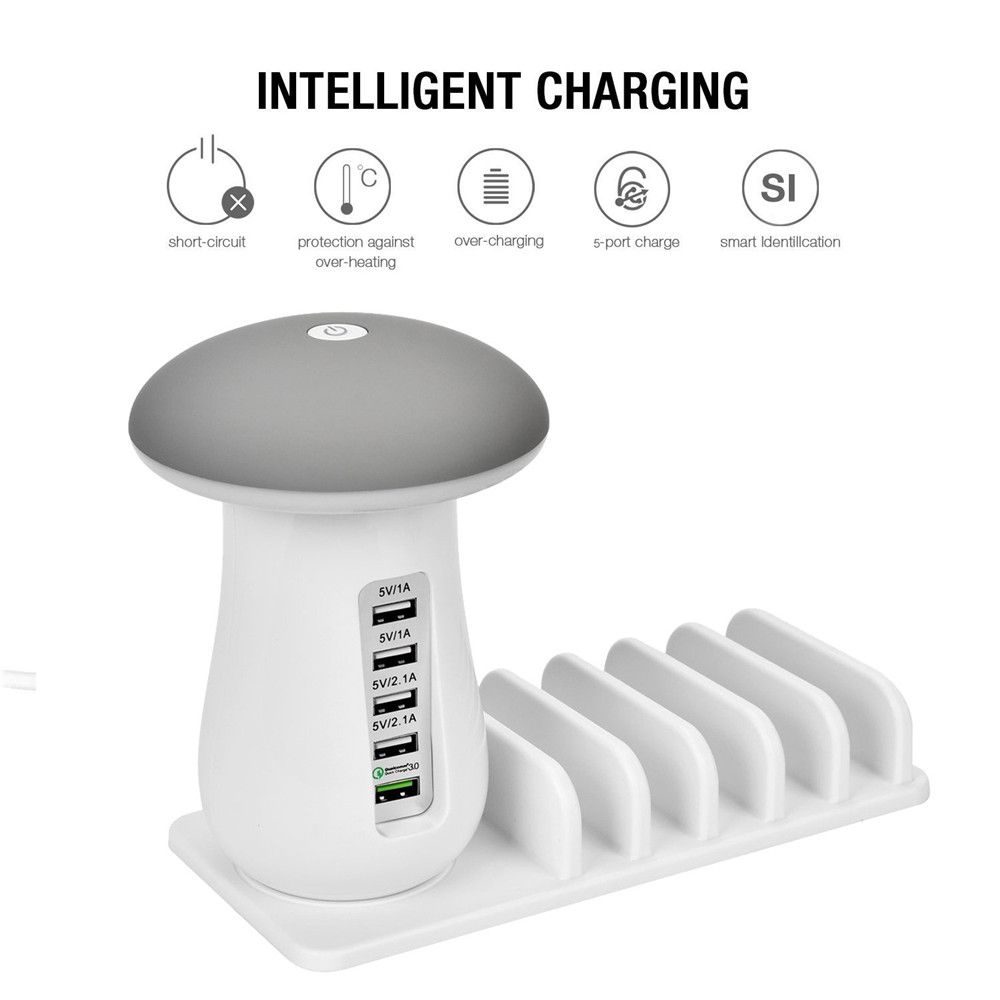 Usb Charging Station Charging Stand Organizer With Mushroom Led