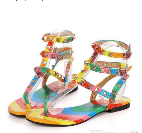 rainbow color sandals womens