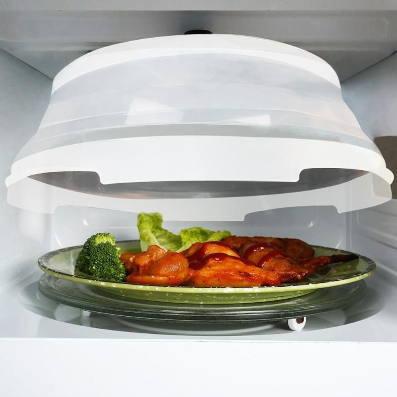 Microwave Hovering Anti Splattering Magnetic Food Lid Cover Guard -  Microwave Splatter Lid with Steam Vents & Microwave Safe Magnets - Sticks  To The Top Of Your Microwave 