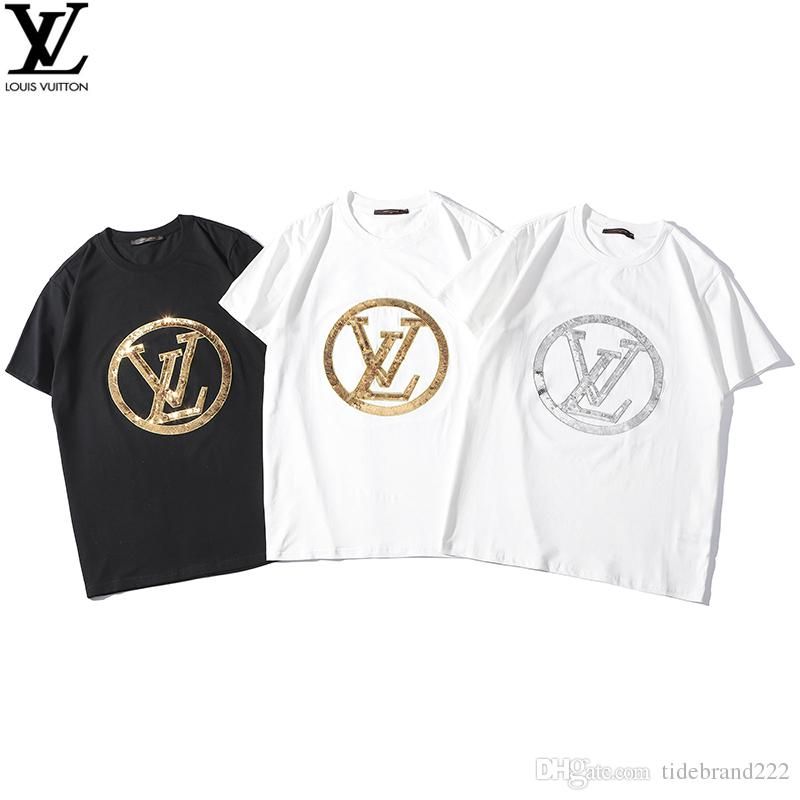 Compra 2019 Nuevo Diseñador De Moda Camiseta Para Hombre Camiseta L\u200dV Nuevo  Diseño Clásico De Gran Logo Diseño Brillante De Lentejuelas Tres Colores L\u200dV  Barato | Entrega Rápida Y Calidad | Es.Dhgate