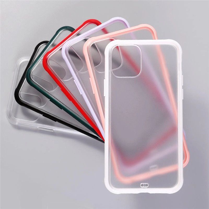 Transparent Soft TPU Hard Clear PC Phone Case Shockproof Cover For