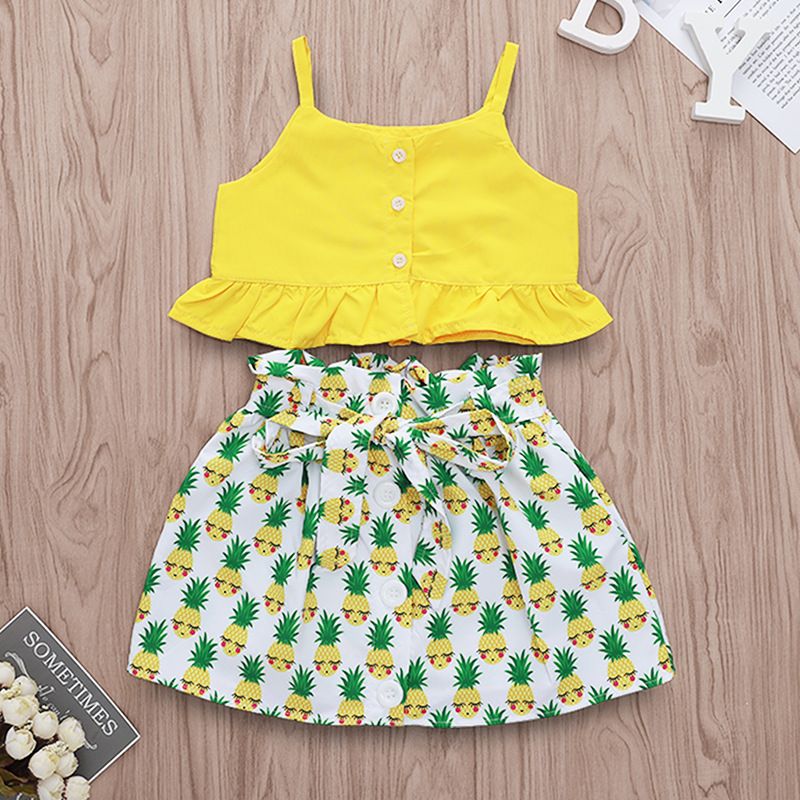 Compre Los Apoyos De Las Muchachas De Las Tapas + Piña Faldas Trajes De Verano De 2019 Niños Tienda De Ropa 1 4T Niñas Volante Sun Tops Faldas Set A 6,39 € Del Cutebabykids | DHgate.Com