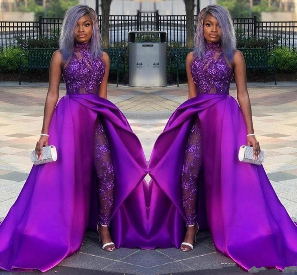 Compra 2020 Mansiones Púrpuras Vestidos De Fiesta Con Tren Desmontable  Encaje Alto Cordón Apliqueado Bead Vestidos De Noche Lujosos Vestidos De  Fiesta Africanos Barato | Entrega Rápida Y Calidad | Es.Dhgate