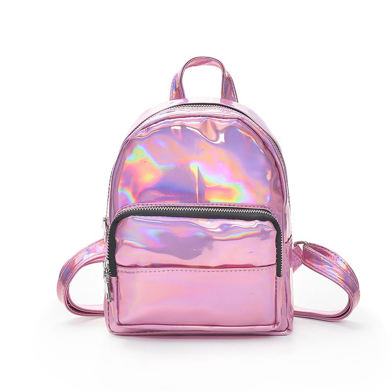pink silver mini backpack