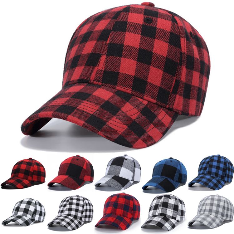 red plaid baseball hat