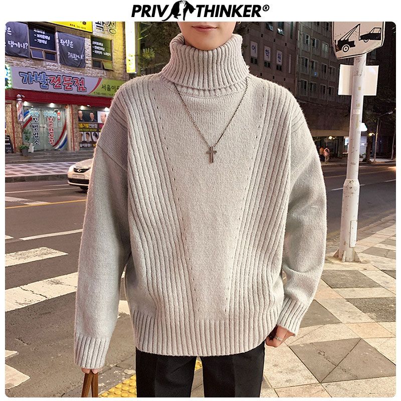 Mens Korean Knitted Loose Turtleneck 